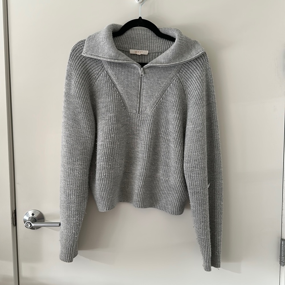 WAYF Quarter Zip Sweater in Grey